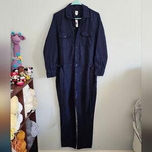 GAP Navy Utility Style Jumpsuit Long Sleeve With Belt